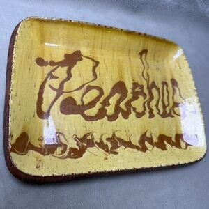 Redware Plate Turtle Creek Pottery Platter‎ Bowl Primitive Rectangle Peaches